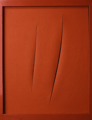 Lucio Fontana - Attese, 1961 - smalto opaco su tela con cornice laccata - 73 x 89 x 6.5 cm - GAM - Galleria Civica d’Arte Moderna e Contemporanea, Torino