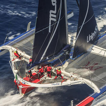 MOD 70 Maserati skippered by Giovanni Soldini shot offshore Porquerolles island during training. Photo Guilain Grenier