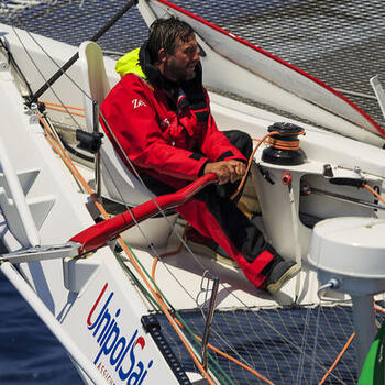 MOD 70 Maserati skippered by Giovanni Soldini shot offshore Porquerolles island during training. Photo Guilain Grenier